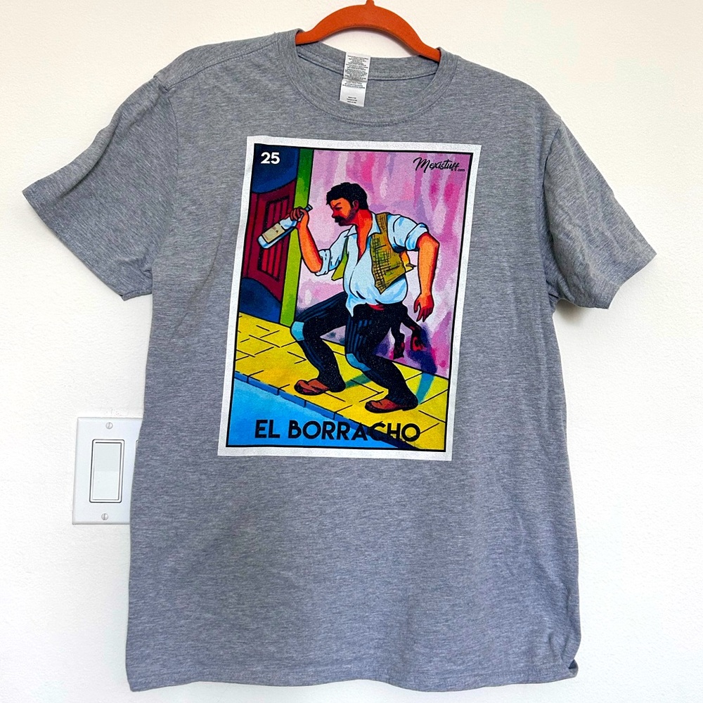 Mexistuff “El Borracho” Graphic Tee Loteria T-Shirt EUC Sz. L
